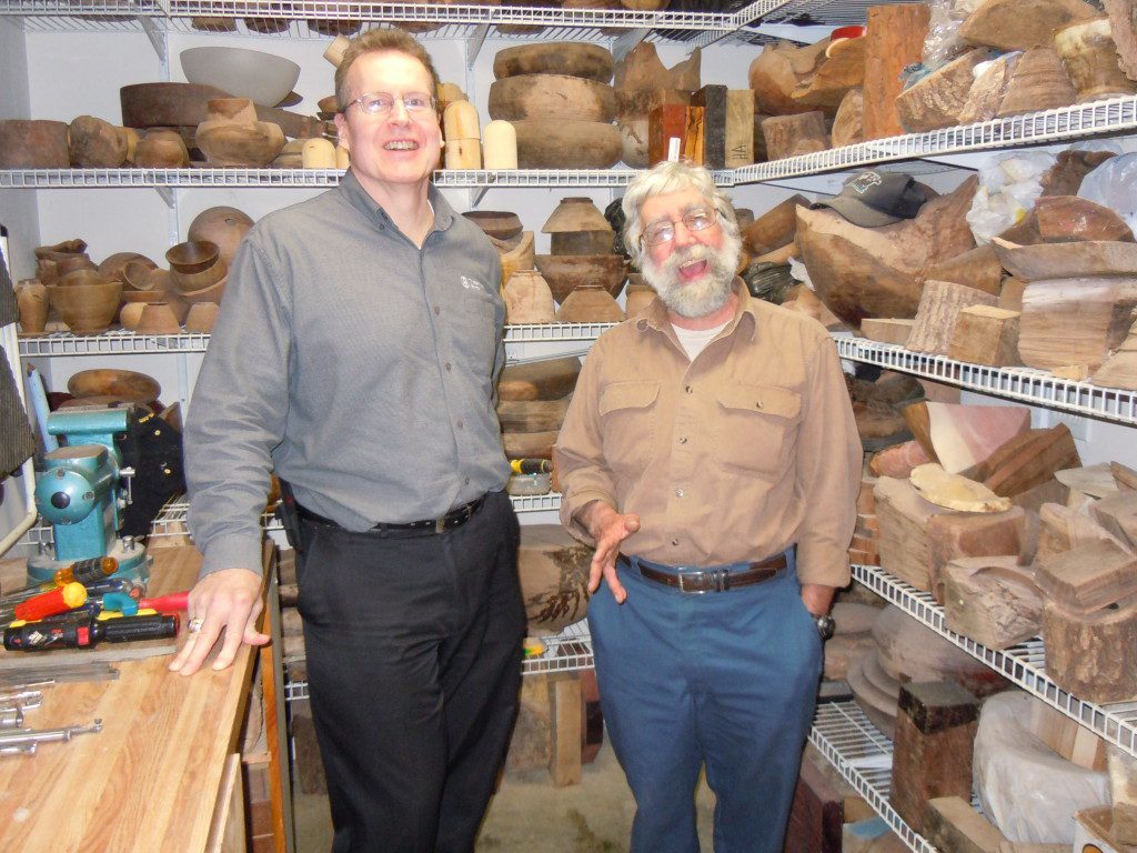 Al Stirt's visit to Chris' shop after a Woodturning Guild demonstration